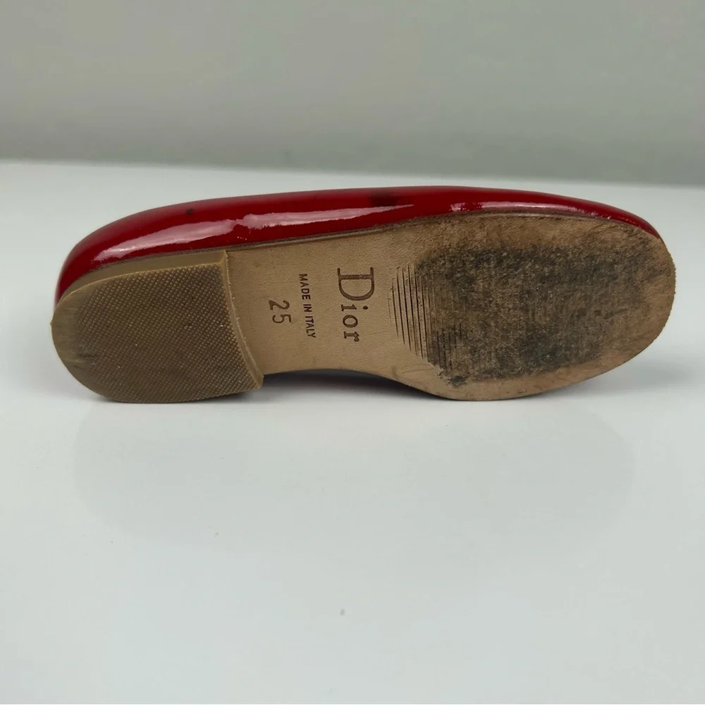 Dior red ballerina flats with bow tops size 25